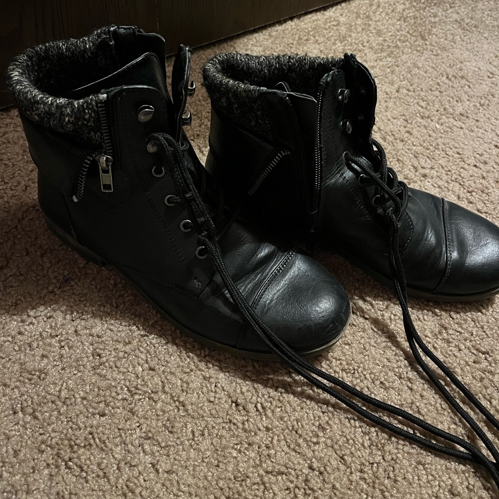 Black Zipper Ankle Boots